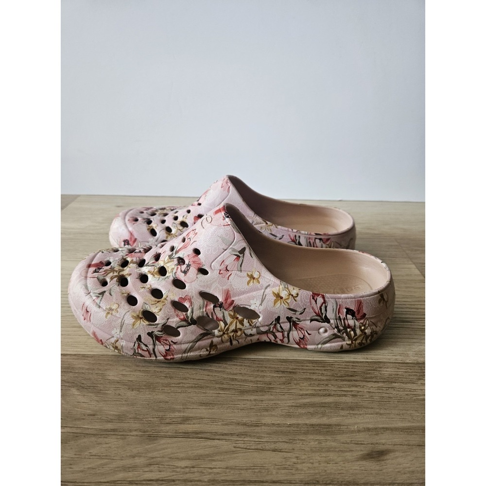 Easy Spirit Traveltime Clogs Women's Size 8 Floral Pink Mules Walking Shoes